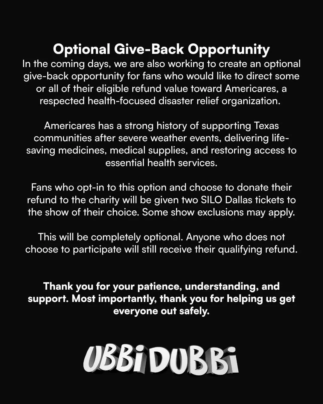 ubbi dubbi 2026 official statement