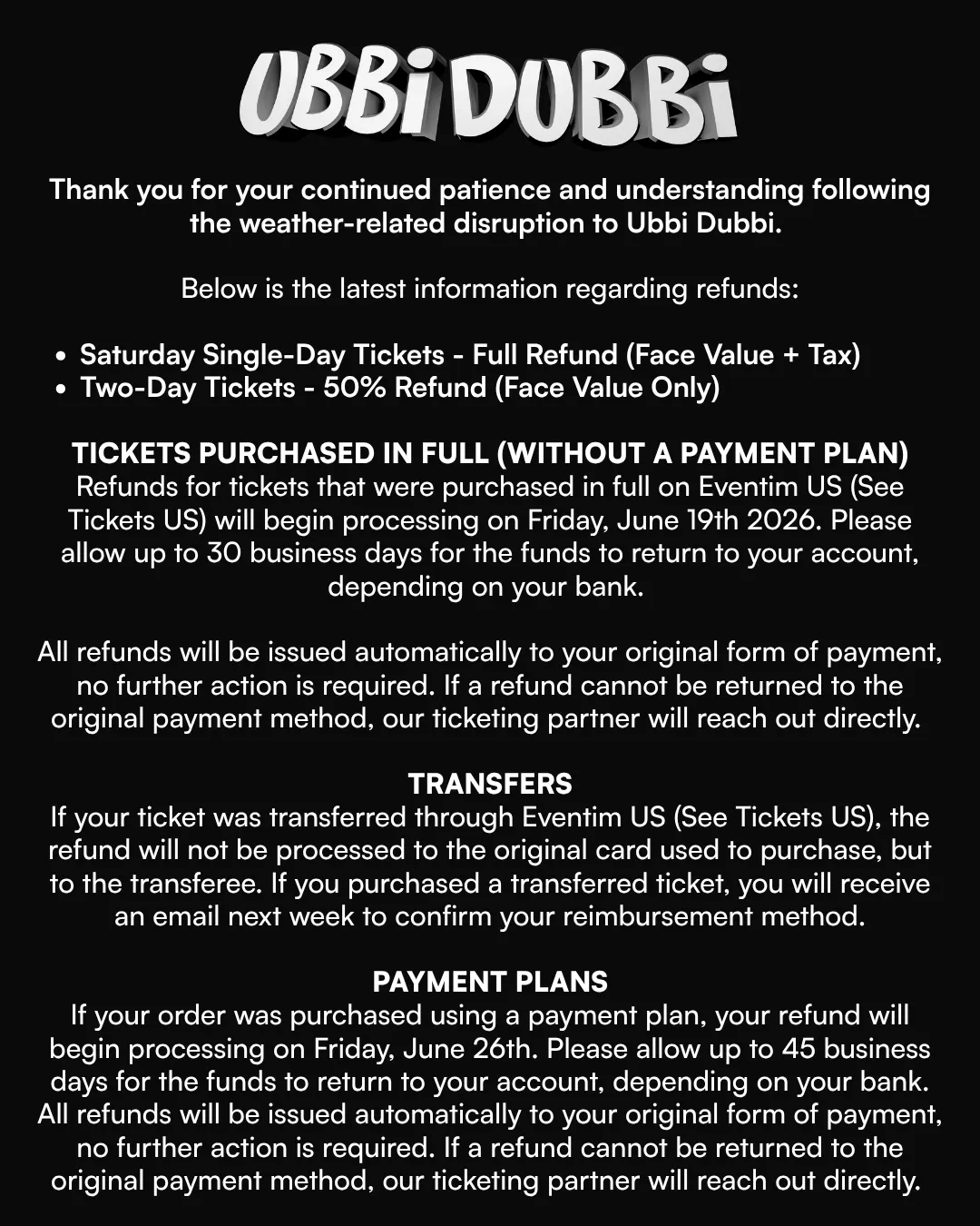 ubbi dubbi 2026 official statement